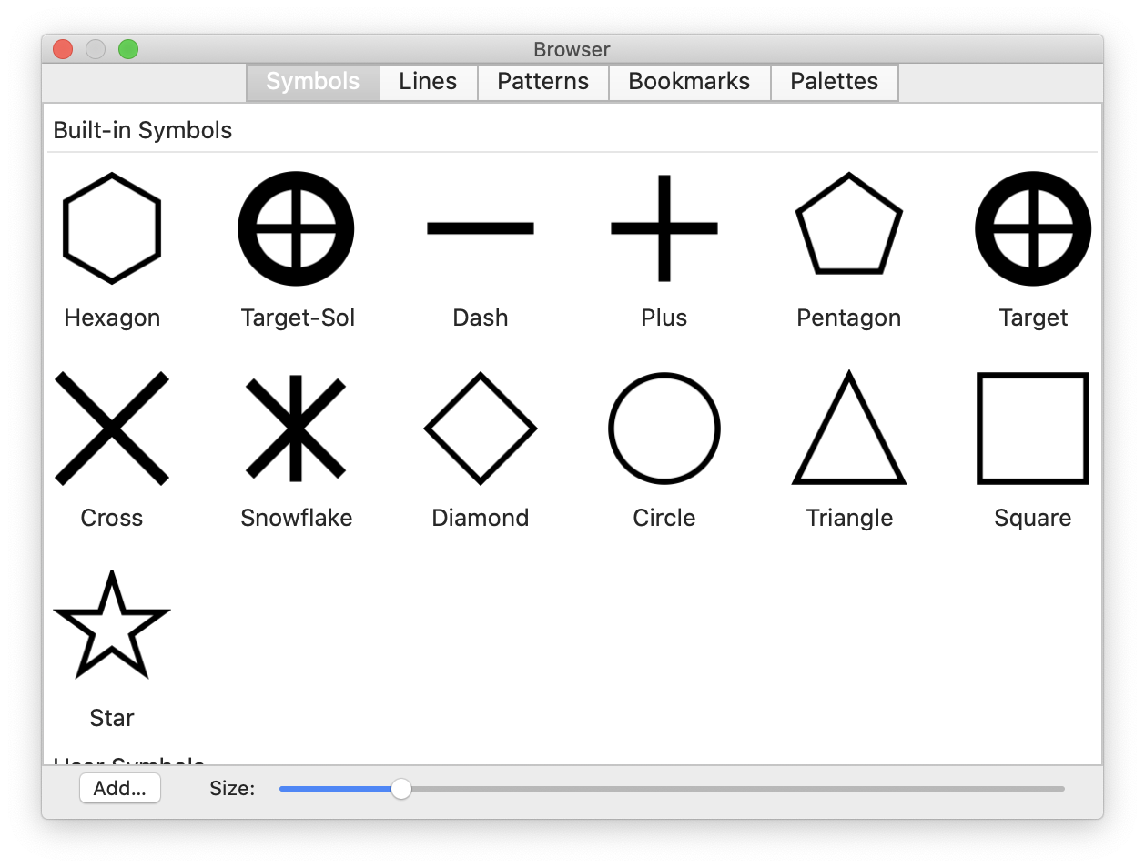 Symbols Tab